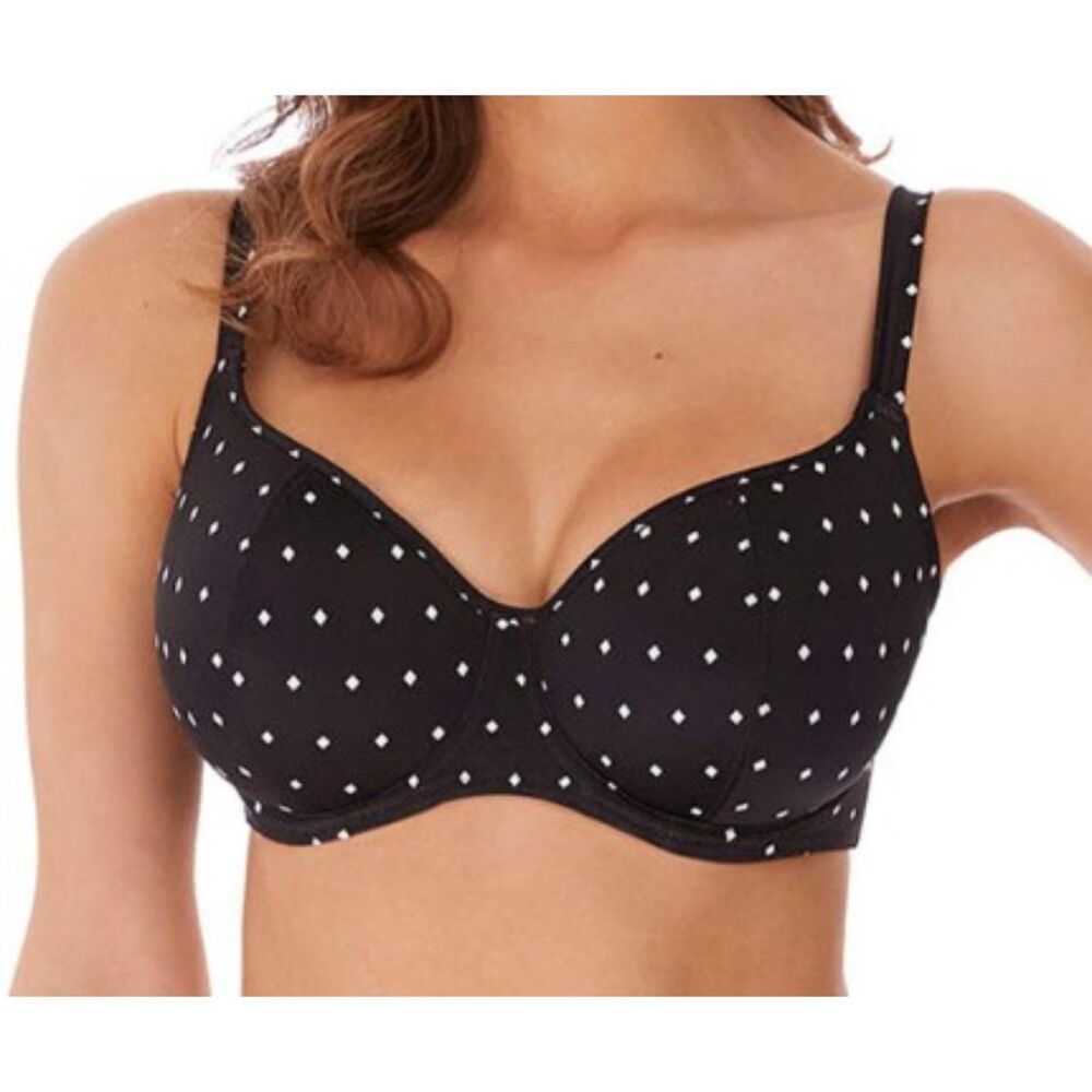 NWT Freya Jewel Cove Underwire Sweetheart Bikini Bra Top Size 38DD Polka Dot